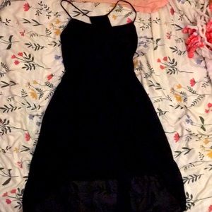 Black Strapped Hi-Low Dress